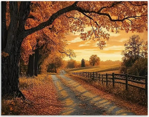 500/1000/1200/2000PCS Jigsaw Puzzle Sunset Autumn Forest Path With Golden Oak Leaves For Adults Stress Relief Relaxing Gift