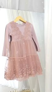 Dress Tutu Anak Lengan Panjang Pink Dan Abu