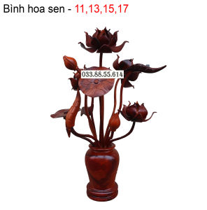 Lọ Hoa Sen Trang Trí Phong Khách Gỗ Hương Nguyên Chiếc