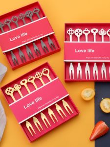 Creative Stainless Steel 304 Gold Crown Fruit Fork Dessert Fork Wedding Celebration Gift Box Set Sweet Tooth Mini Fork
