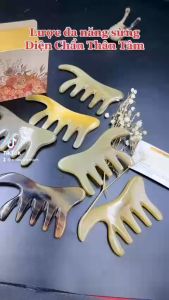 Dụng cụ Massage Lược Sừng Trâu Răng Thưa Massage Đầu
