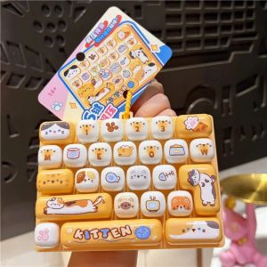 26-key Cap Keychain 26 Grid Keyboard Clicker Backpack Pendant Fidget Keyboard Anti Stress Button Keyring Bag Charms Gift 키캡 클릭커