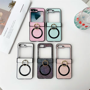 Asing สำหรับ Samsung Galaxy Z Flip 6 5 4 3 W25 Flip 6 Flip 5เพชรสุดหรูไร้สายระบบชาร์จแม่เหล็กคริสตัลส่องแสงเป็นประกายวิบวับเพชรสายเคสโทรศัพท์