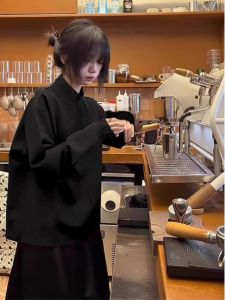 Loose Long Sleeve Mens Base Shirt Half High Collar Thermal T-Shirt Polyester Fiber Winter Warm Inner Wear Black German Velvet