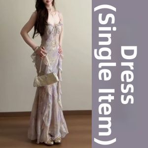 LIRUSHAN | Sister Style Purple Halter Fish Tail Dress