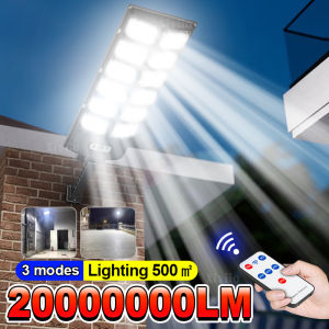 2000000LM 5000W Solar LED Light Outdoor Motion Sensor High Power 10000mAh Solar Garden Lamp With 3Modes Security Street Lighting