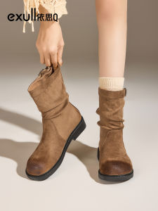 exull | Giày Boots Cổ Cao Đế Dày Phong Cách Retro