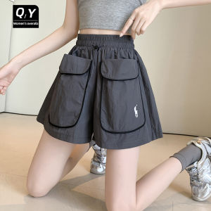 Quần Short Công Sở Màu Trắng Cho Nữ Mùa Hè Nhanh Khô Cạp Cao Dáng Chữ a Quần Dài Thường Ngày Rộng Rãi Mặc Ngoài