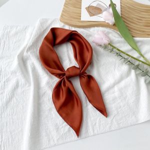 Khăn Choàng Lụa Mỏng Màu Trơn Mới 70cm Phong Cách Hàn Quốc Mùa Xuân Thu Trang Trí Tóc Chống Nắng Quà Tặng Cho Phụ Nữ