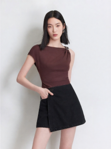Vero Moda | Cotton Blend High Waist Side Belt Skirted Jeans Pants