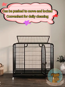 Dog Cage Heavy-Duty Metal Dog Cage with Tray Water-Resistant Large Size with Wheels for All Breed Dogs