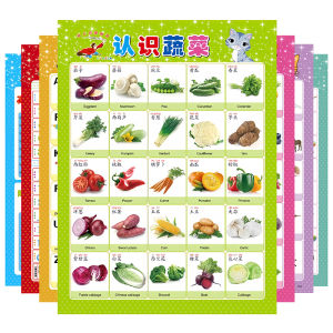 Baby Silent Cognitive Wall Chart Fruit and Vegetable Animal Pinyin Word Recognition 0-3-6 Years Old Early Education Enlightenment Full Set of Wall Stickers