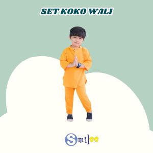 Setelan Koko Anak Kaos Wali Warna Kunyit 1-5Tahun