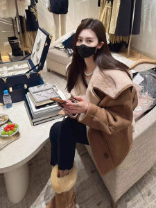 Maillard Retro Fur Coat Womens Loose Casual Suede Korean Style Large Lapel Jacket Tops Winter