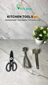 Gunting Dapur Scoop Ice Cream Palu Daging Peralatan Dapur Centong Es Krim Stainless Steel Serbaguna