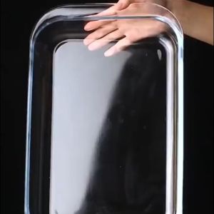 [COD] Glass Baking Plate Snack Bread Pan Microwave Oven Safe Bakeware Cooking Dish Pasta Food Container Glass Tray Oven Bakeware Pan Rectangular With Handle