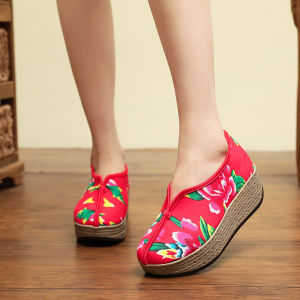 Spring New National Style Northeast Flower Cloth Retro Chinese Versatile One-foot Womens Shoes