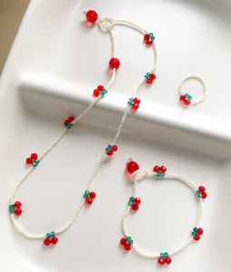 Gentle Classic Pink Cherry Handmade Necklace