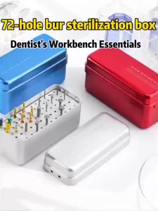 72 Hole Dental Sterilization Box Autoclave Box Burs Endo File Holder Polished Drill Stand