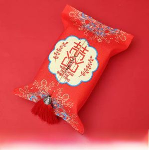 Wedding Red Velvet Tissue Holder Creative Chinese Style Bedroom Decorations Fabric Tissue Bag Vintage Element Home Storage