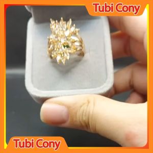 Nhẫn nữ xuping phong cách hàn quốc đá vàng trà NXP-176-DX1 Tubi Cony - Không Kị Nước - Hàng Loại I