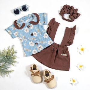 "NCC" Newborn - 15 bulan Setelan Overall Baby Perempuan GUZEL Free Headband by Mybee Oneset Baju Bayi Cewek
