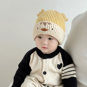 Thickened Knitted Baby Hat Winter Warm Ear Protection Childrens Knitwear Cute Girls Winter Hat Non-Folding Travel Outdoor