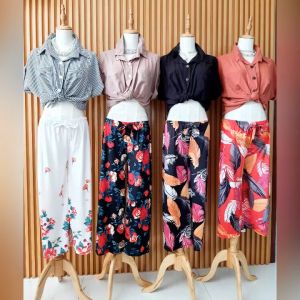 DIRECT SUPPLIER Trending Best Seller Cotton Casual Plain Color Plus Big Size Floral Square Pants - fits XS to 2XL - good quality - super kapal ng tela - trending pants - mall quality - top pick pants - madaling maubos - trending pants - made of import