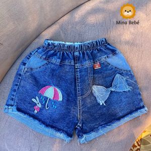 Quần jean đùi cho bé gái thêu hình thỏ sành điệu chất vải co giãn thoải mái từ 14-34kg (nhiều mẫu)