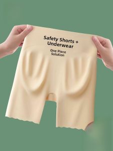 Miiow | Cat Person Seamless Safety Pants Womens Underwear Two-In-One Summer New Anti-Light Ice Silk Short Shorts High Waist Briefs