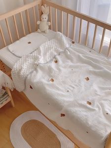 100*120CM Cotton Embroidery Quilt Blanket Newborn Swaddle Baby Sleeping Cover Bath Towel 盖毯