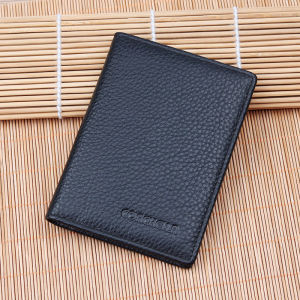 Ultra-Thin Mens Leather Card Holder Miniature Multi-Card Position Simple ID Document Position Card Clip Business Casual Style