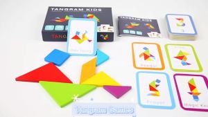 Wooden Tangram Jigsaw Puzzles Board Games Kids Montessori Educational Toys Children Kindergarten Geometric Shape Teaching Aids