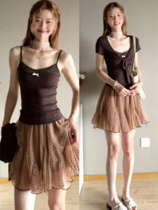 LANMENGYA | Lightweight Spotted Chiffon A-Line Short Skirt