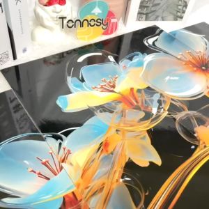 TENNESY Hiasan Dinding Aesthetic 1 Set Bunga Abstrak 3D Beautiful Flowers Black Wall Decor Rumah