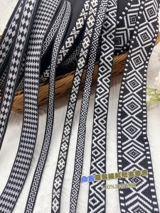 Black White Small Floral Lace Trim Embroidered Tassel Weave Band Fabric Ethnic Style for Clothes Skirt Handmade Curtains Home Textile