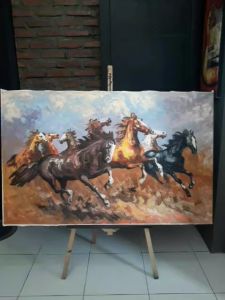 HIASAN DINDING LUKISAN KUDA UKURAN 85X135