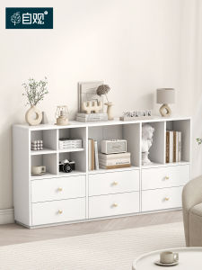 Ziguan White Combination Bookcase Living Room Sideboard Home Dining Room Bookcase Study Display Cabinet Floor Furniture