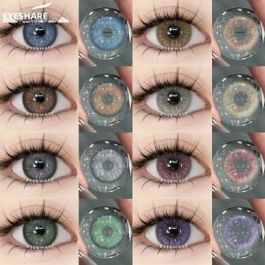 Kính Áp Tròng Màu Tự Nhiên EYESHARE 1 Cặp 2 Chiếc Dùng Một Năm Chất Liệu HEMA Màu Nâu Xám Tím Dùng Hàng Ngày Và Dự Tiệc