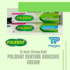 POLIDENT DENTURE ADHESIVE CREAM FLAVOUR FREE/FRESH MINT 60G