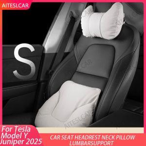 For Tesla Model 3 Model Y Car Seat Headrest Neck Pillow Model S Model X Soft Comfort Memory Cushion Protect Cover Accessories