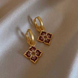 Elegant Enamel Color Drop Earrings Womens New Chinese Style Luxury Sensation National Trend Fashion Jewelry Accessories