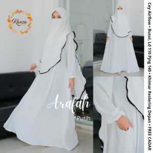 Gamis Syari Set Hijab Khimar Arafah Dress Bahan Cey Airflow Busana Muslimah Lebaran 2024