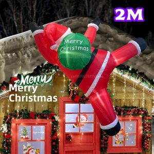 Túi Quà Ông Già Noel Treo Bơm Hơi Có Đèn LED 2M/3M Dùng Trang Trí Giáng Sinh Trong Nhà Ngoài Trời Mái Nhà Cửa Sổ Dầm