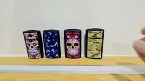 Flicker【FW-380】Lighter/Windproof Electronic Refillable Lighter/ Army Skin & Skull Pattern Design Lighter (RANDOM CHOOSE)
