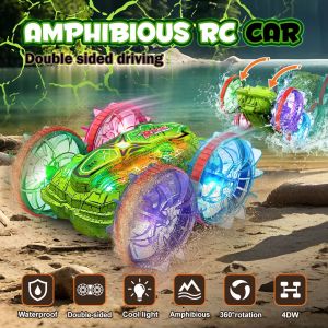 Free Delivery! RC Car Land & Water RC Stunt Car Remote Control Car 2.4G Waterproof Stunt Vehicle Double-sided Tumbling Driving RC Amphibious Car 4WD RC Car
