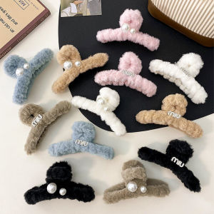 French Style Temperament Pearl Stuffed Grip Womens Fancy Shark Clip Hair Volume More than Updo Hairpin 2023 New Headdress