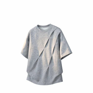 ZHUOCAN | Deco Style Deconstructed Crinkled Mens Tshirt Set Heavy Duty Fabric Two Piece