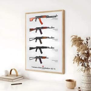 AK-47 Cool Classic Rifle Poster Bedroom Living Room Study & Beyond Self Adhesive Decor + Perfect Gift