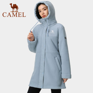 Cameljeans เสื้อแจ็คเก็ตกันลมสำหรับผู้หญิงใหม่เสื้อแจ็คเก็ตกันฮู้ดหนาให้ความอบอุ่นช่วงกลางเสื้อโค๊ตยาวกลางแจ้งฤดูหนาว